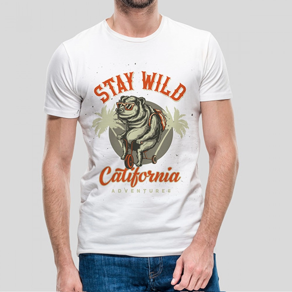 Stay Wild | SABEZY ESSENTIALS Cotton Regular Men's T-Shirt | White
