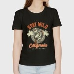 Stay Wild | SABEZY ESSENTIALS Cotton Regular Women's T-Shirt | Black