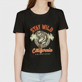 Stay Wild | SABEZY ESSENTIALS Cotton Regular Women's T-Shirt | Black