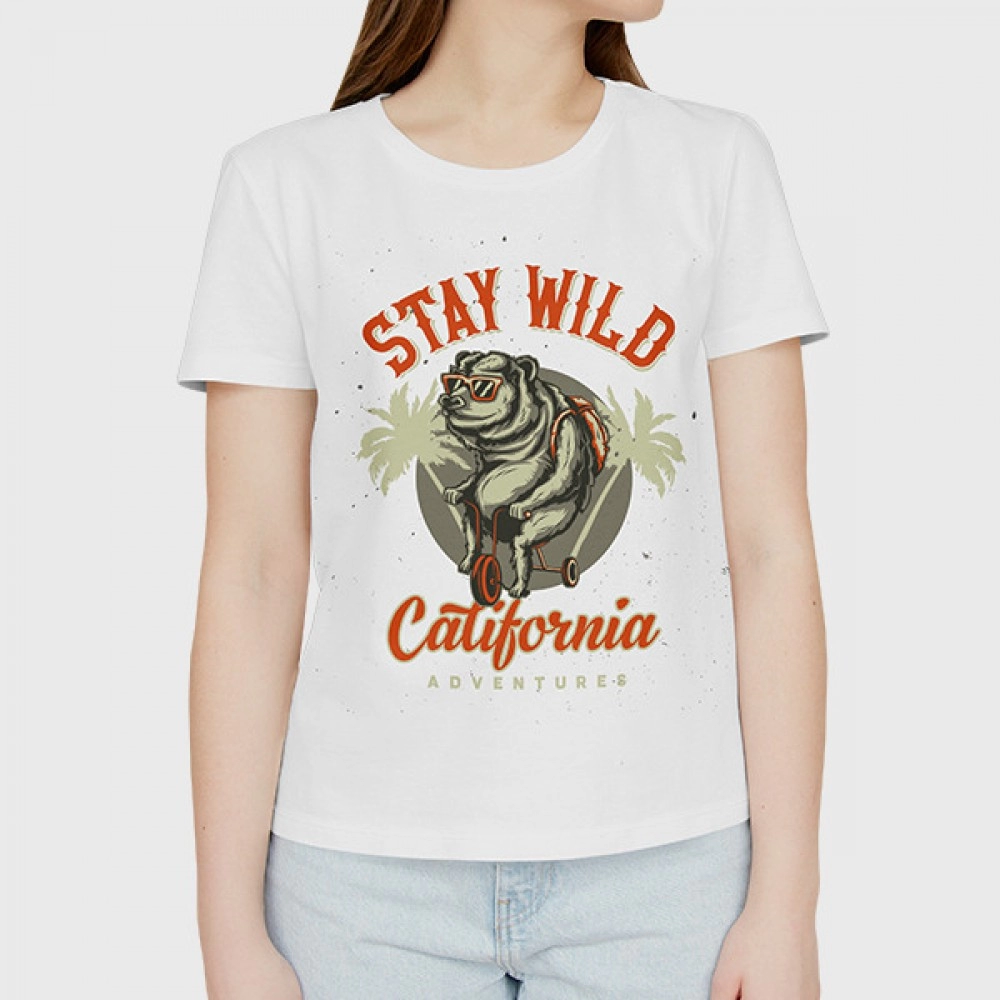 Stay Wild | SABEZY ESSENTIALS Cotton Regular Women's T-Shirt | White