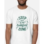 Step Out Of Your Comfort Zone | SABEZY ESSENTIALS Cotton Regular Men's T-Shirt | White