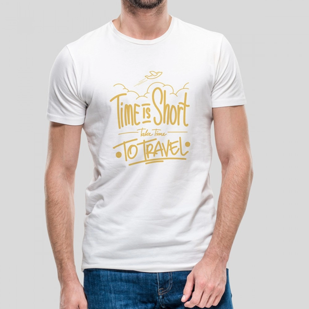 Take Time To Travel | T-Shirt for Men Casual Printed White