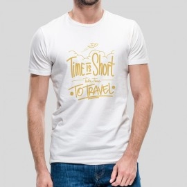 Take Time To Travel | T-Shirt for Men Casual Printed White