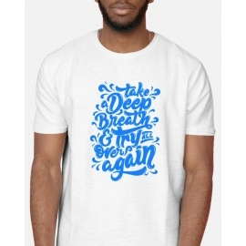 Take Deep Breath | SABEZY ESSENTIALS Cotton Regular Men's T-Shirt | White