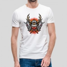 Samurai Skull | Fancy Men's White Tshirt