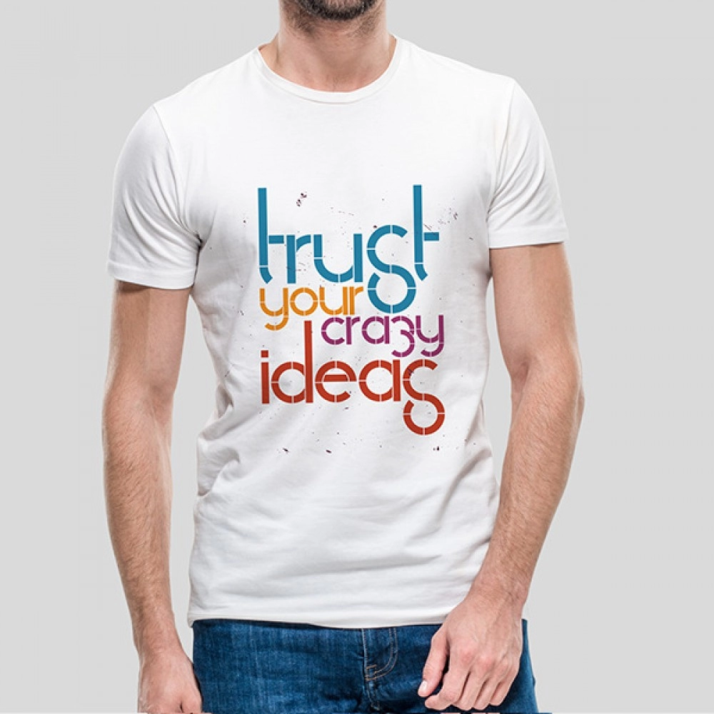 Trust Your Crazy Ideas | SABEZY ESSENTIALS Cotton Regular Men's T-Shirt | White 