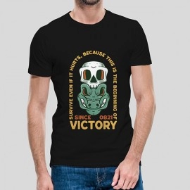 Victory Printed |  SABEZY ESSENTIALS Cotton Regular Men's T-Shirt | Black