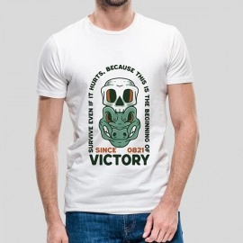 Victory Printed |  SABEZY ESSENTIALS Cotton Regular Men's T-Shirt | White