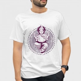 Vintage Ganesha | SABEZY ESSENTIALS Cotton Regular Men's T-Shirt | White