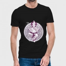 Vintage Ganesha | SABEZY ESSENTIALS Cotton Regular Men's T-Shirt | Black