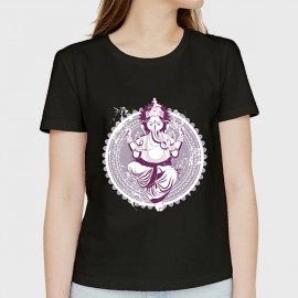 Vintage Ganesha | SABEZY ESSENTIALS Cotton Regular Women's T-Shirt | Black