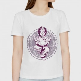 Vintage Ganesha | SABEZY ESSENTIALS Cotton Regular Women's T-Shirt | White