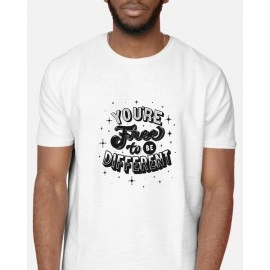 You Are Free To Be Different | SABEZY ESSENTIALS Cotton Regular Men's T-Shirt | White