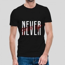 Never Give Up | SABEZY ESSENTIALS Cotton Regular Men's T-Shirt | Black