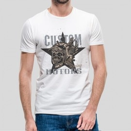 Custom Racing Motors | SABEZY ESSENTIALS Cotton Regular Men's T-Shirt | White