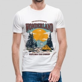 Wonderland | SABEZY ESSENTIALS Cotton Regular Men's T-Shirt | White