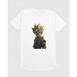 Angry Goku | SABEZY ESSENTIALS Cotton Regular Men's T-Shirt | White