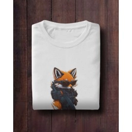 Angry Wild Raccoon | SABEZY ESSENTIALS Cotton Regular Men's T-Shirt | White