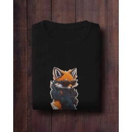 Angry Wild Raccoon | SABEZY ESSENTIALS Cotton Regular Men's T-Shirt | Black