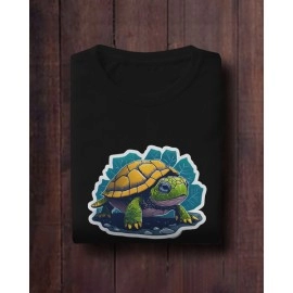 Baby Turtle | SABEZY ESSENTIALS Cotton Regular Men's T-Shirt | Black