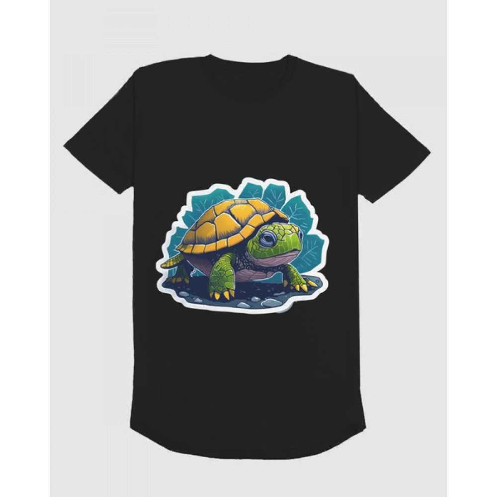 Baby Turtle | SABEZY ESSENTIALS Cotton Regular Men's T-Shirt | Black