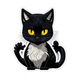 Black Cat | SABEZY ESSENTIALS Cotton Regular Men's T-Shirt | White