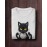 Black Cat | SABEZY ESSENTIALS Cotton Regular Men's T-Shirt | White