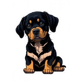 Black Dog Puppy | SABEZY ESSENTIALS Cotton Regular Men's T-Shirt | Black