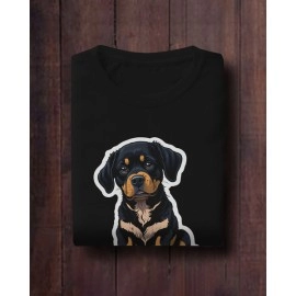 Black Dog Puppy | SABEZY ESSENTIALS Cotton Regular Men's T-Shirt | Black