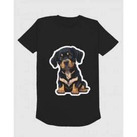 Black Dog Puppy | SABEZY ESSENTIALS Cotton Regular Men's T-Shirt | Black