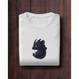 Black Dragon | SABEZY ESSENTIALS Cotton Regular Men's T-Shirt | White