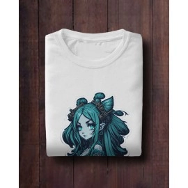 Black Magic Girl | SABEZY ESSENTIALS Cotton Regular Women's T-Shirt | White