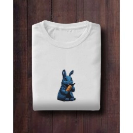 Blue Rabbit and Bunny Rabbit | SABEZY ESSENTIALS Cotton Regular Women's T-Shirt | White (Pack Of 2)