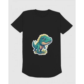 Blue Dinosaur | SABEZY ESSENTIALS Cotton Regular Men's T-Shirt | Black