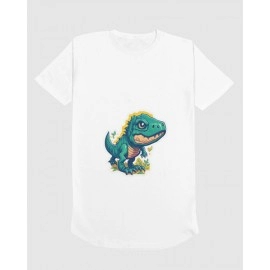 Blue Dinosaur | SABEZY ESSENTIALS Cotton Regular Women's T-Shirt | White