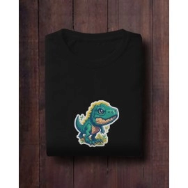 Blue Dinosaur | SABEZY ESSENTIALS Cotton Regular Women's T-Shirt | Black