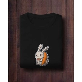 Bunny Rabbit | SABEZY ESSENTIALS Cotton Regular Men's T-Shirt | Black