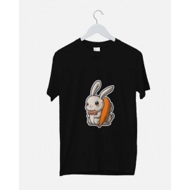 Bunny Rabbit | SABEZY ESSENTIALS Cotton Regular Men's T-Shirt | Black