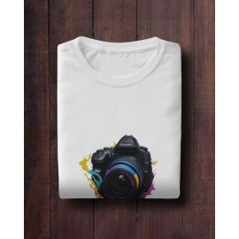 Camera Splash | SABEZY ESSENTIALS Cotton Regular Women's T-Shirt | White