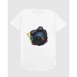 Camera Splash | SABEZY ESSENTIALS Cotton Regular Women's T-Shirt | White
