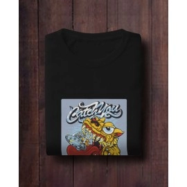 Catch You | SABEZY ESSENTIALS Cotton Regular Men's T-Shirt | Black