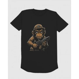 Chimp Warzone | SABEZY ESSENTIALS Cotton Regular Men's T-Shirt | Black