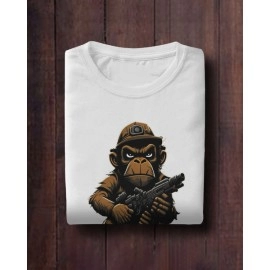 Chimp Warzone | SABEZY ESSENTIALS Cotton Regular Women's T-Shirt | White