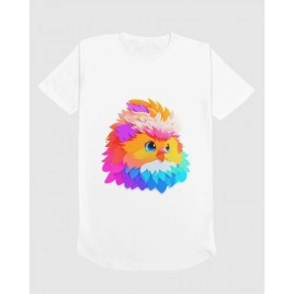 Colourful Bird | SABEZY ESSENTIALS Cotton Regular Men's T-Shirt | White