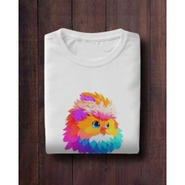 Colourful Bird | SABEZY ESSENTIALS Cotton Regular Men's T-Shirt | White