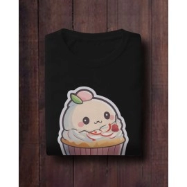 Cup Cake | SABEZY ESSENTIALS Cotton Regular Women's T-Shirt | Black