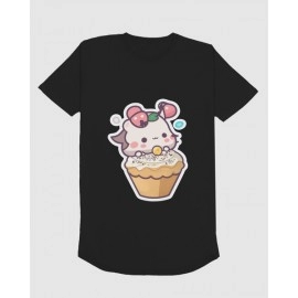 Cup Cake Bubble | SABEZY ESSENTIALS Cotton Regular Women's T-Shirt | Black