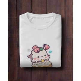 Cup Cake Bubble | SABEZY ESSENTIALS Cotton Regular Women's T-Shirt | White