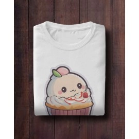 Cup Cake | SABEZY ESSENTIALS Cotton Regular Women's T-Shirt | White
