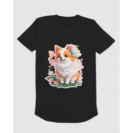 Cute Dog Puppy | SABEZY ESSENTIALS Cotton Regular Men's T-Shirt | Black